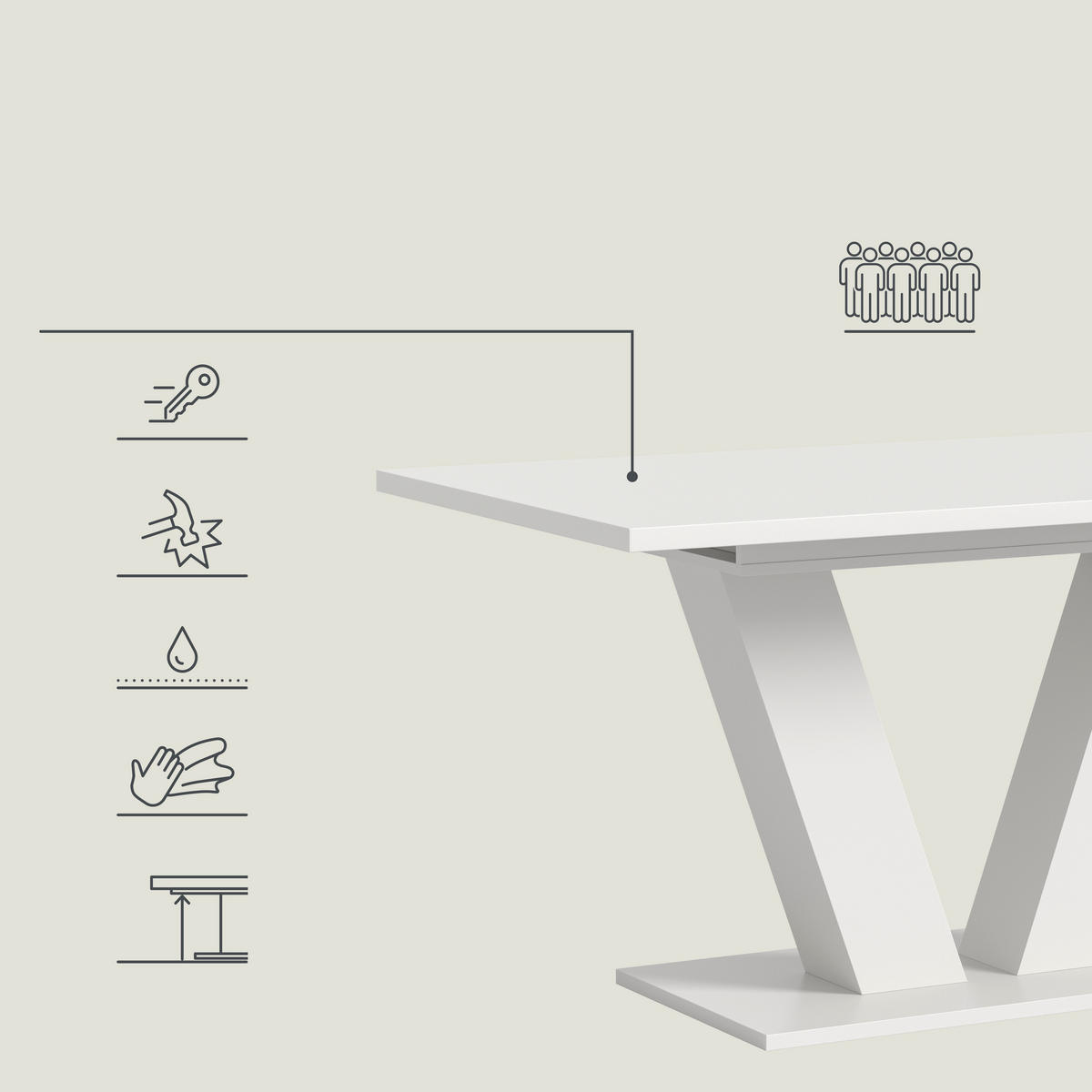 AUSZIEHTISCH in Holzwerkstoff 150-190/90/76 cm  - Weiß, Trend, Holzwerkstoff (150-190/90/76cm) - MID.YOU