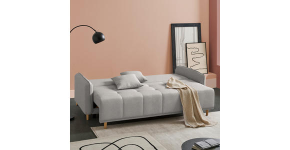 SCHLAFSOFA  in Chenille Hellgrau  - Buchefarben/Hellgrau, Design, Holz/Textil (217/97/101cm) - Carryhome