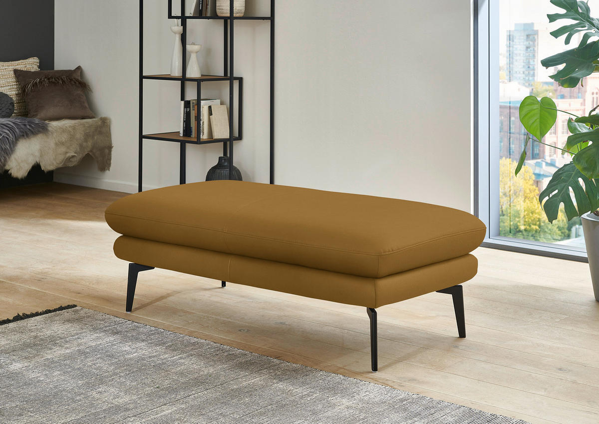 ECKSOFA in Echtleder Currygelb  - Currygelb/Schwarz, Design, Leder/Metall (180/310cm) - Dieter Knoll