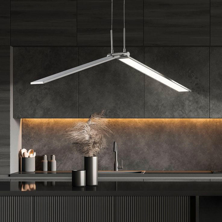 LED-HÄNGLAMPA 100/20/150 cm  - nickelfärgad, Design, metall (100/20/150cm) - Globo