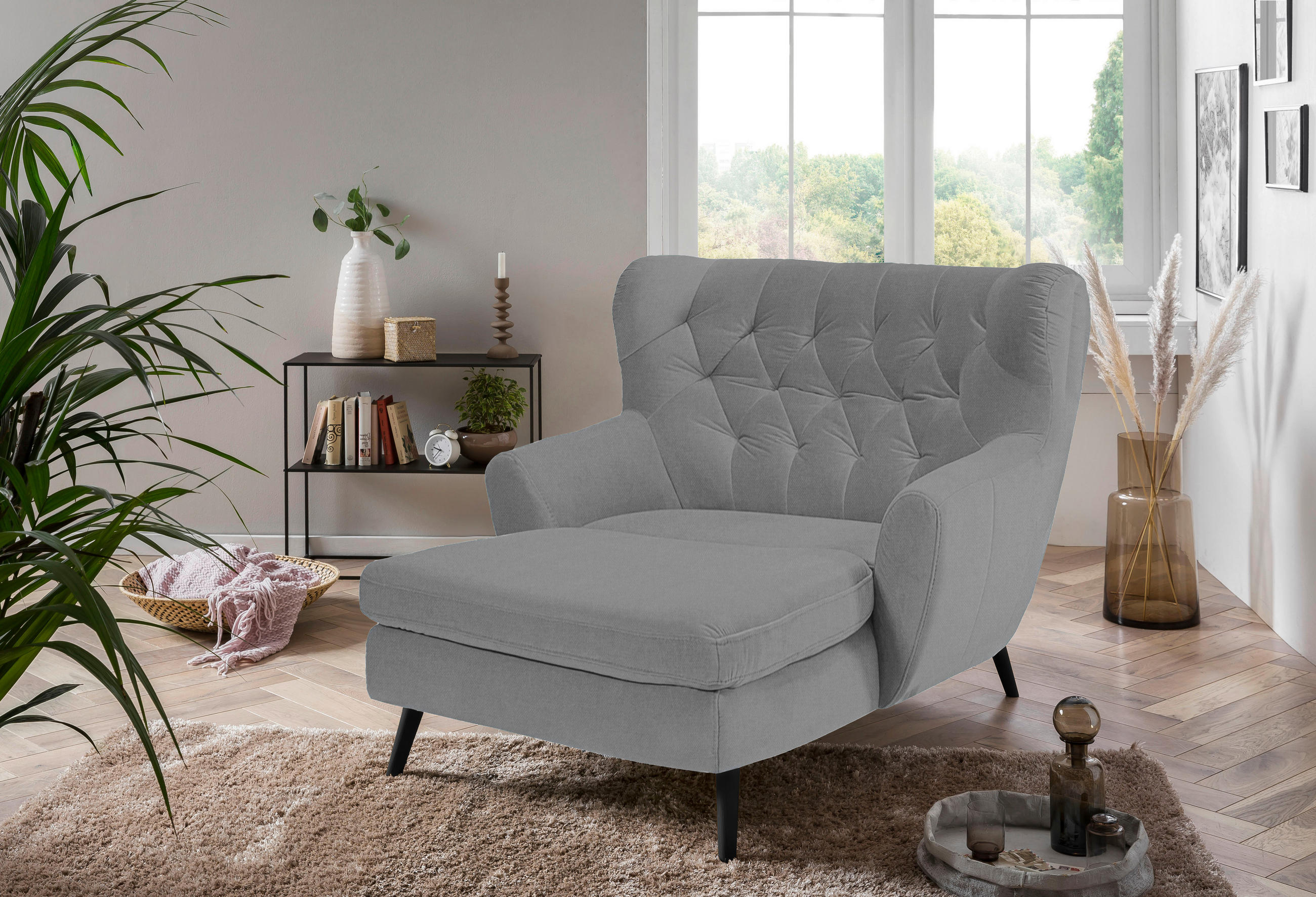 XXL-SESSEL in Flachgewebe Grau  - Schwarz/Grau, Design, Holz/Textil (120/101/165cm) - Stylife
