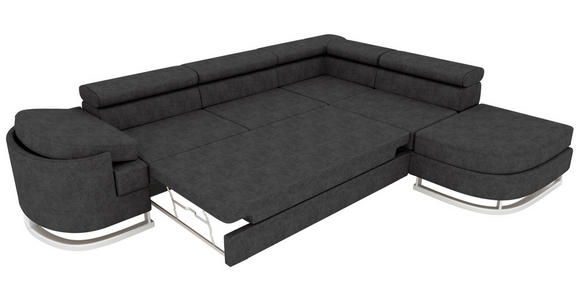 ECKSOFA in Lederlook Schwarz  - Chromfarben/Schwarz, KONVENTIONELL, Textil/Metall (278/224cm) - Carryhome