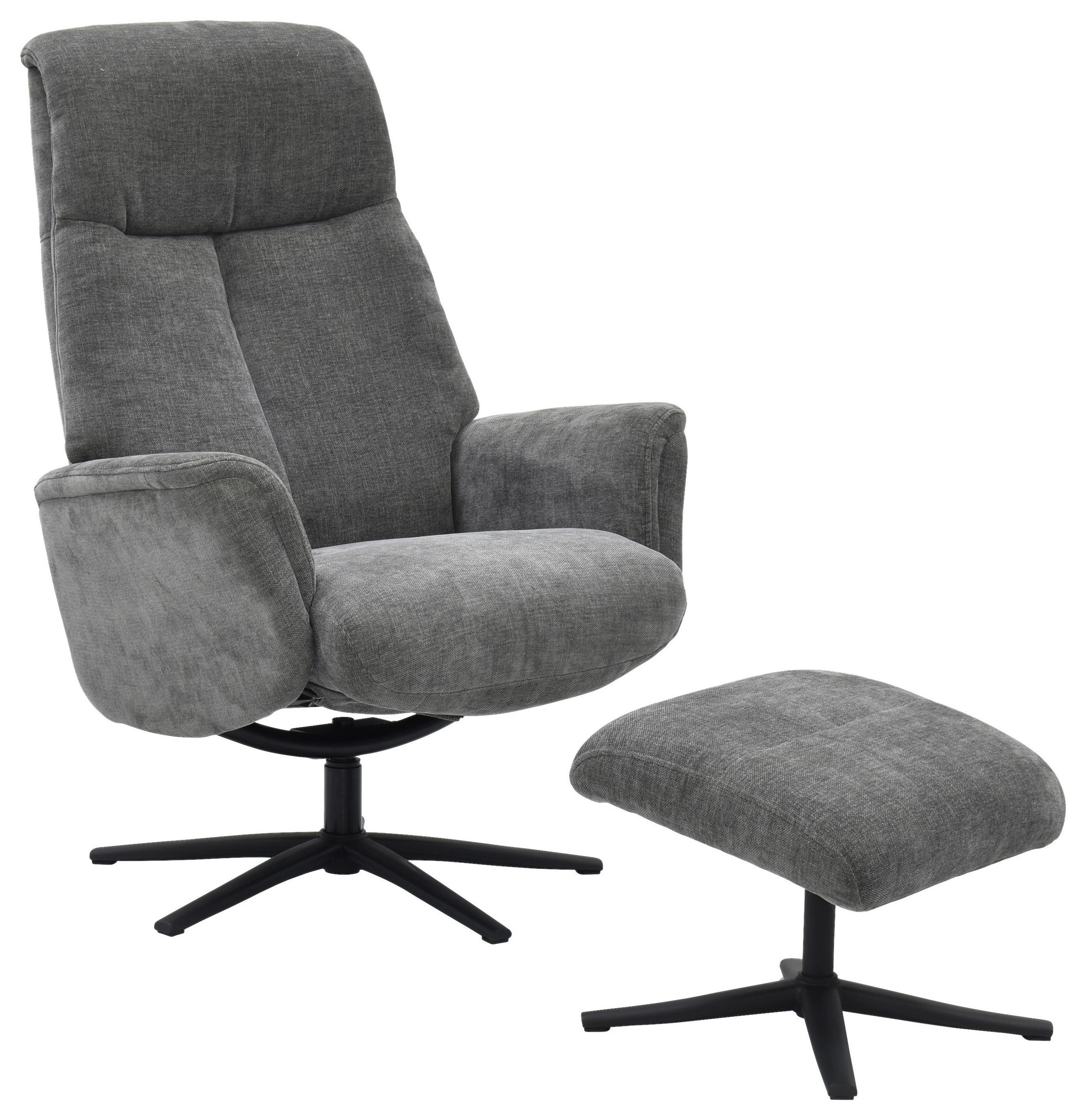 RELAXSESSELSET RELAVO Webstoff Hocker    - Schwarz/Grau, Design, Textil/Metall (72/109/86/111/81cm) - Livetastic