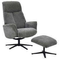 RELAXSESSELSET RELAVO Webstoff Hocker    - Schwarz/Grau, Design, Textil/Metall (72/109/86/111/81cm) - Livetastic