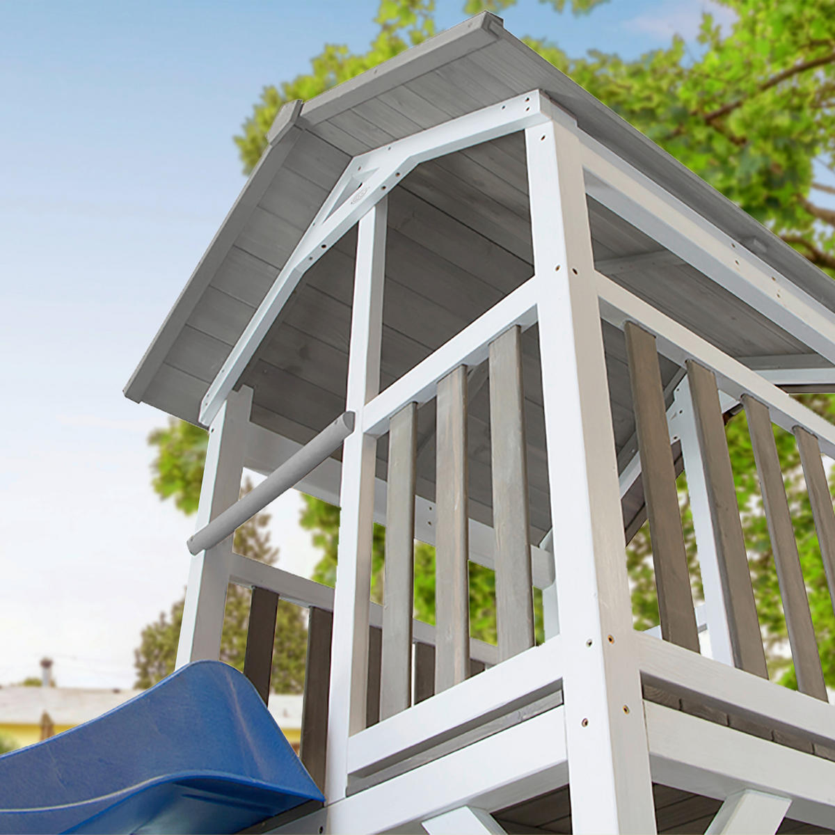 SPIELTURM 519/241.9/349 cm SPIELHAUS BEACH TOWER CLIMBING  - Blau/Weiß, Basics, Holz (519/241.9/349cm) - Ambia Garden