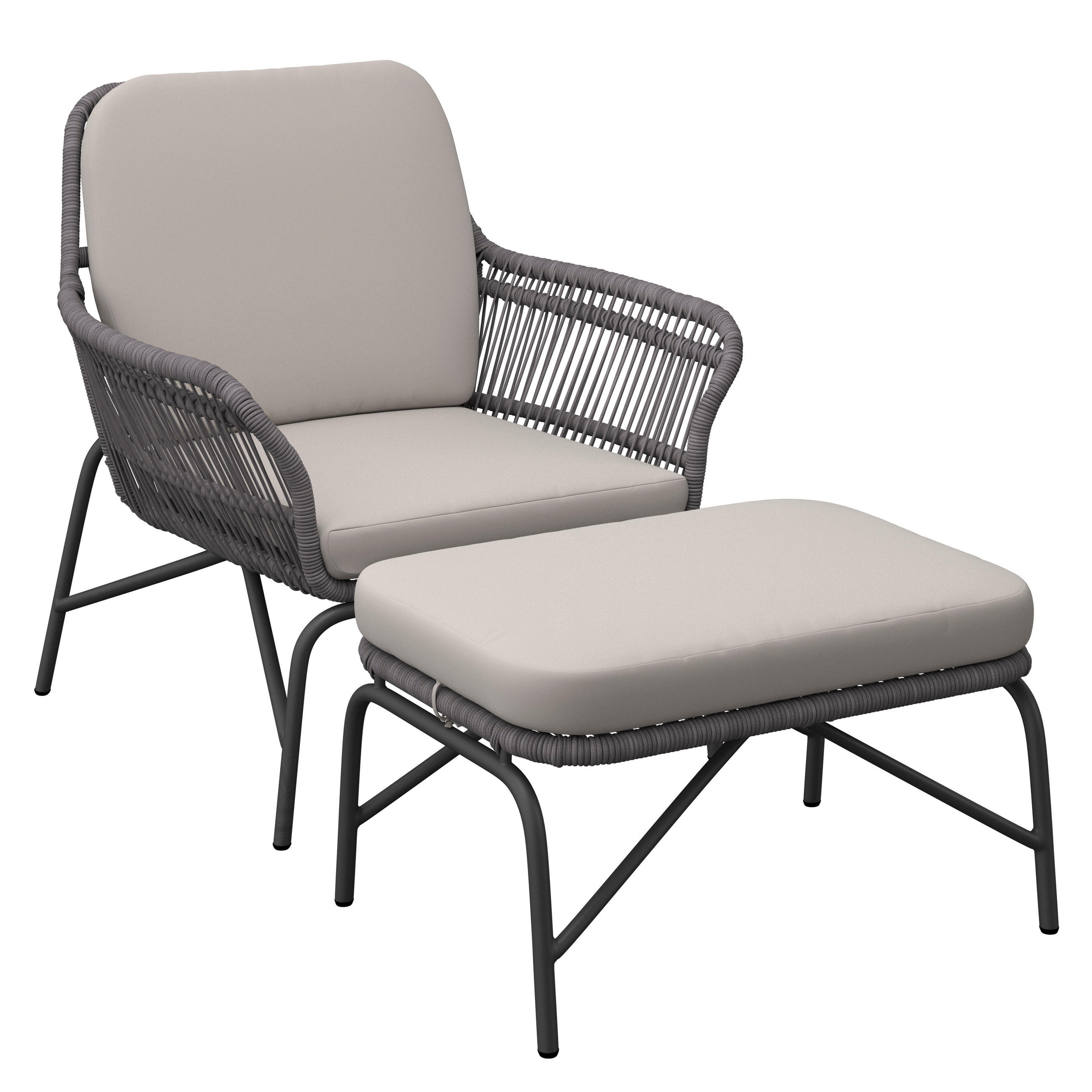 SET RELAKS FOTELJE  siva, crna  metal, tekstil      - siva/crna, Moderno, metal/tekstil (82/86/86,5cm) - Ambia Garden
