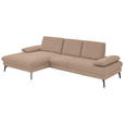 ECKSOFA in Chenille, Mikrofaser Sandfarben  - Sandfarben/Schwarz, Design, Textil/Metall (157/299cm) - Dieter Knoll