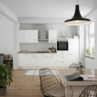 KÜCHENBLOCK Touch 330 cm  in Weiß, Eichefarben  - Edelstahlfarben/Eichefarben, MODERN, Holzwerkstoff/Metall (330cm) - Nobilia