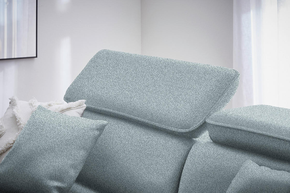 ECKSOFA inkl. Funktionen Graublau Flachgewebe  - Graublau/Schwarz, Design, Holz/Textil (185/232cm) - Stylife