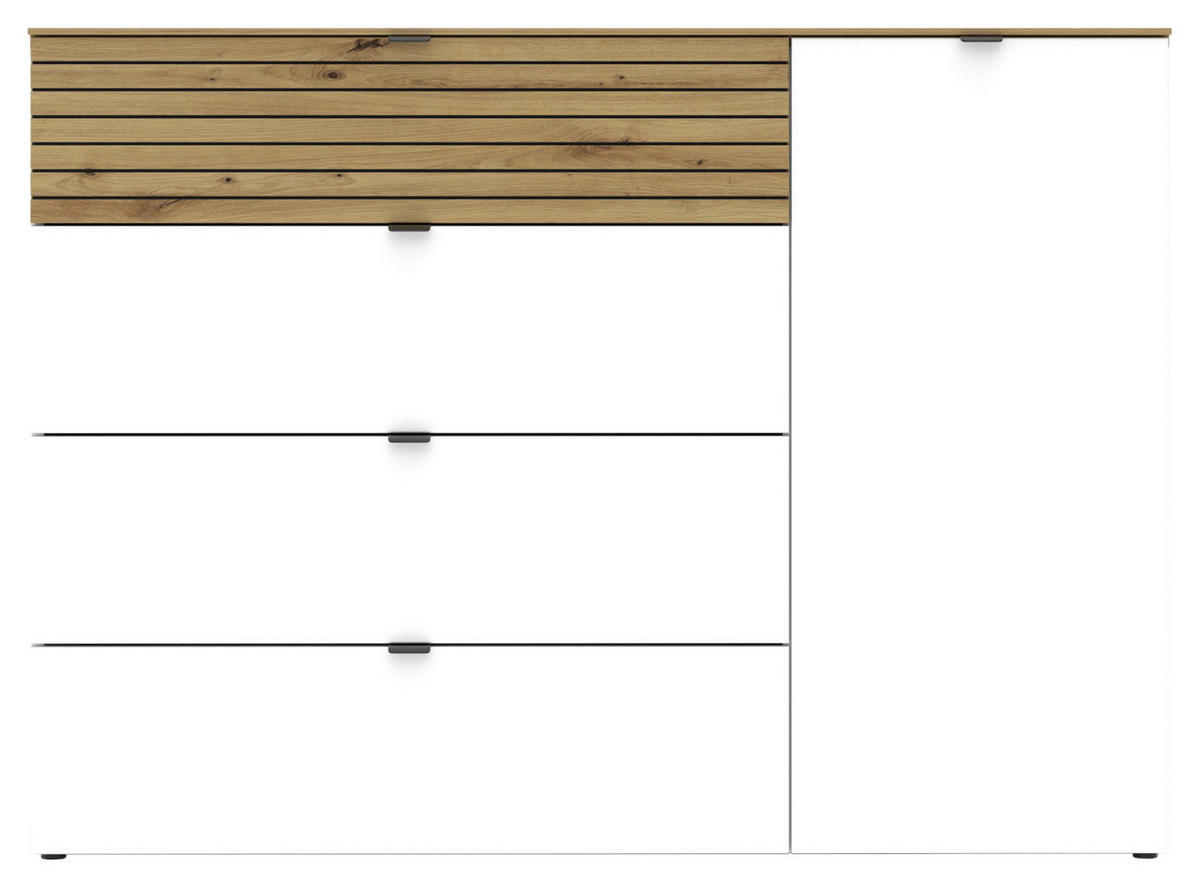 SIDEBOARD 136/99/41 cm  in Weiss, Eiche Artisan  - Weiss/Schwarz, Modern, Holzwerkstoff/Metall (136/99/41cm) - Voleo