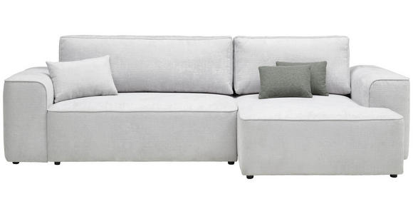 ECKSOFA in Plüsch Grau  - Blaugrau/Schwarz, Design, Kunststoff/Textil (288/152cm) - Xora