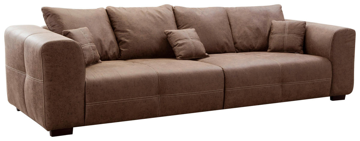 BIGSOFA Flachgewebe Haselnussfarben  - Beige/Haselnussfarben, KONVENTIONELL, Holz/Textil (287/69/108cm) - Cantus