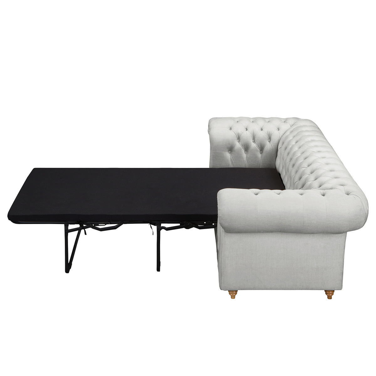 SCHLAFSOFA Mikrofaser Hellgrau Armteil links, Armteil rechts  - Hellgrau/Braun, Design, Holz/Textil (190/74/91cm) - P & B