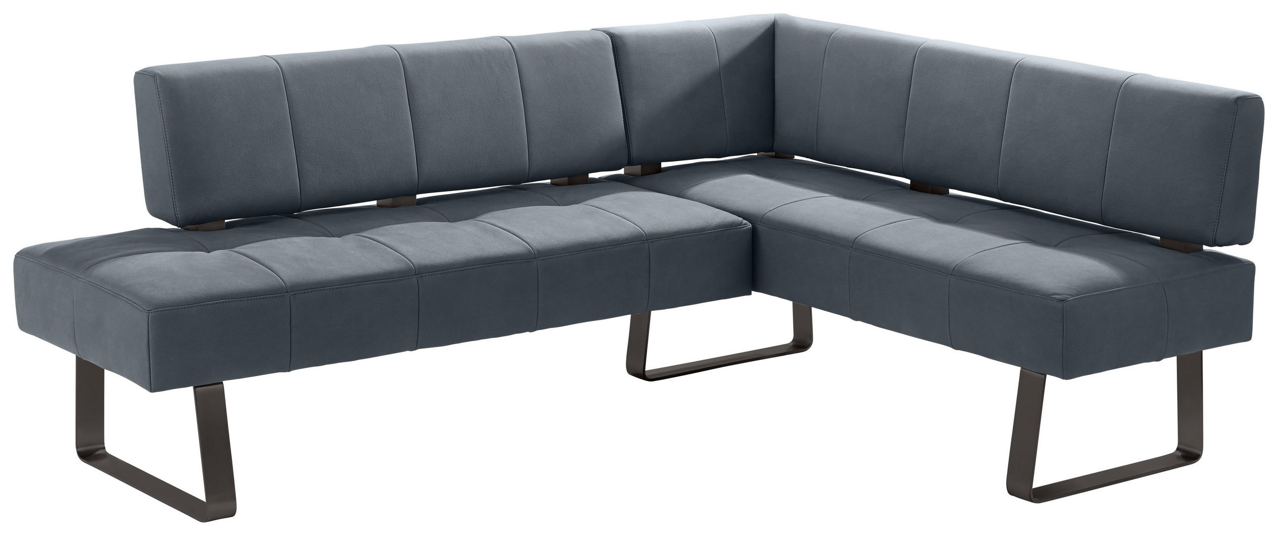 ECKBANK in Metall, Textil Schwarz, Dunkelblau, Blaugrau - Blaugrau/Schwarz, Design, Textil/Metall (165/227cm) - Moderano