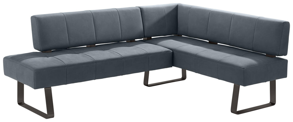 ECKBANK 227/165 cm Mikrofaser Schwarz, Dunkelblau, Blaugrau   - Blaugrau/Schwarz, Design, Textil/Metall (227/165cm) - Moderano