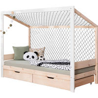 STAURAUMBETT 90/200 cm  in Naturfarben, Weiß  - Naturfarben/Weiß, MODERN, Holz (90/200cm) - MID.YOU