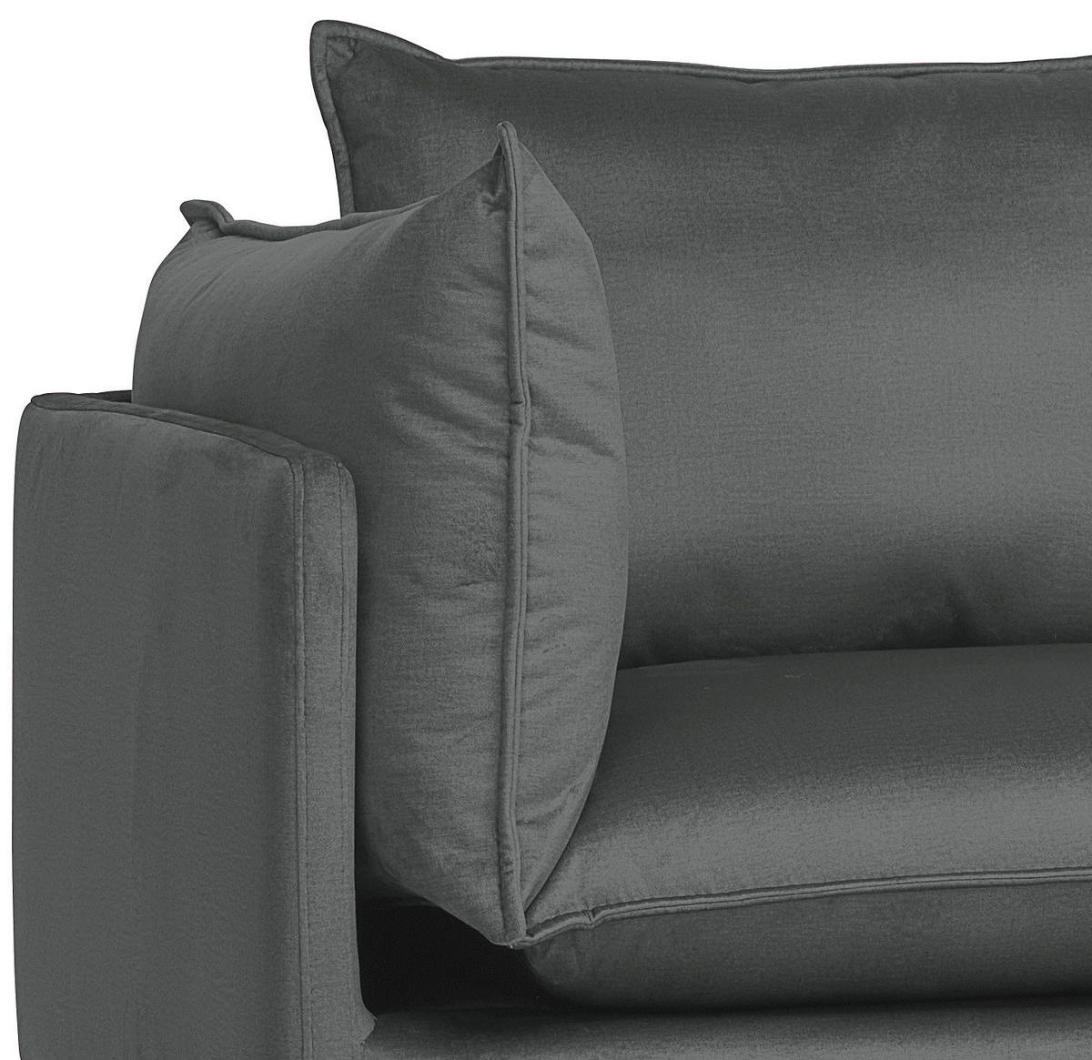 ECKSOFA in Samt Dunkelgrau  - Dunkelgrau/Schwarz, Design, Textil/Metall (241/200cm) - Carryhome
