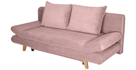 SCHLAFSOFA mit Schlafen auf Sitzhöhe, haustierfreundlicher Bezug Cord Rosa - Buchefarben/Rosa, KONVENTIONELL, Holz/Textil (200/75/85cm) - Carryhome
