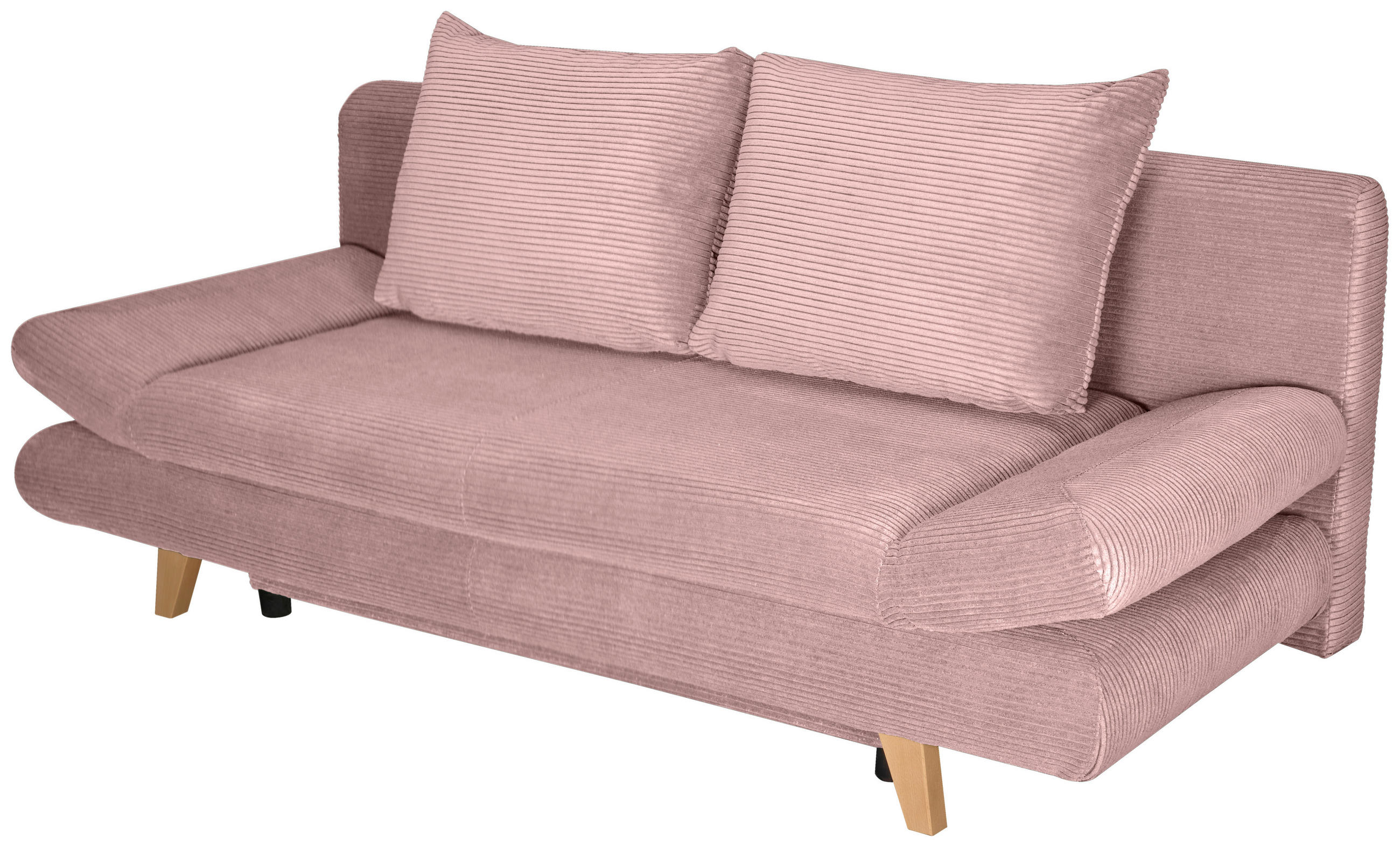 SCHLAFSOFA Cord Rosa  - Buchefarben/Rosa, KONVENTIONELL, Holz/Textil (200/75/85cm) - Carryhome