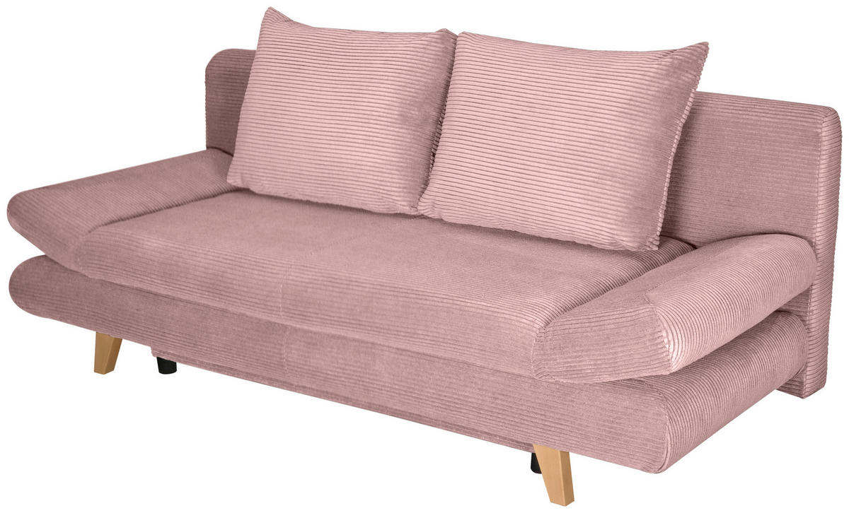 SCHLAFSOFA Cord Rosa  - Buchefarben/Rosa, KONVENTIONELL, Holz/Textil (200/75/85cm) - Carryhome