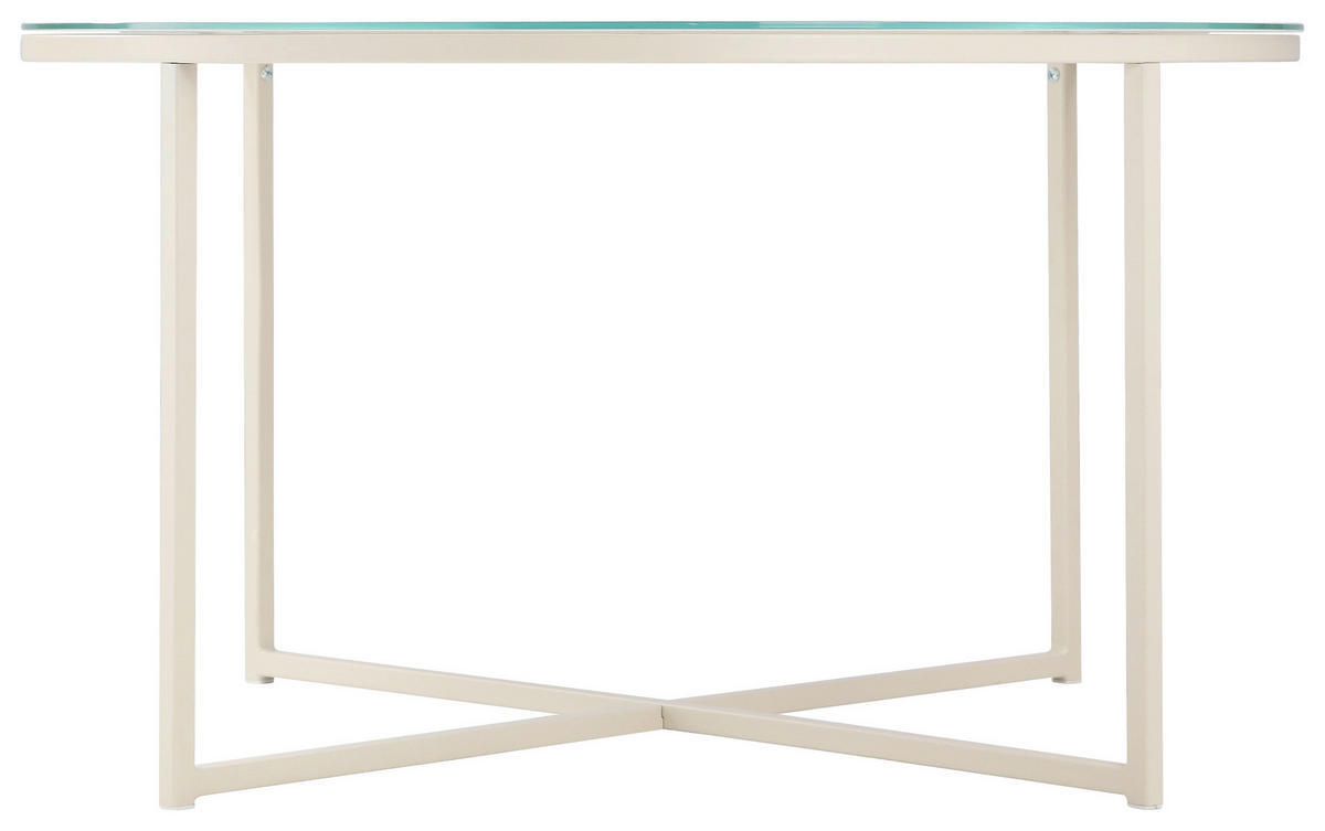 KONFERENČNÍ STOLEK, krémová, kov, sklo, 80/80/45 cm - krémová, Design, kov/sklo (80/80/45cm) - Livetastic
