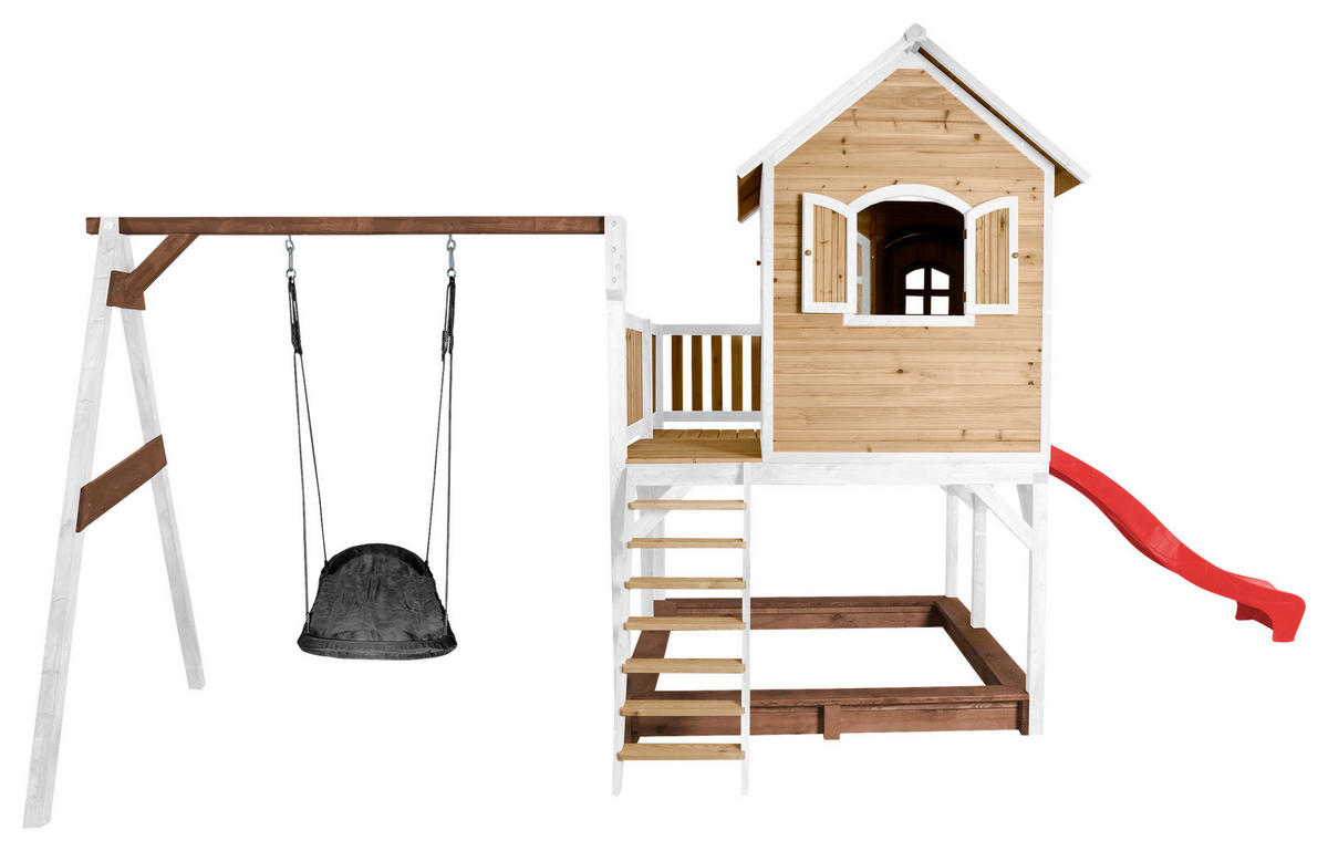 SPIELTURM 613/291/277 cm  - Weiss/Rot, Konventionell, Holz (613/291/277cm)