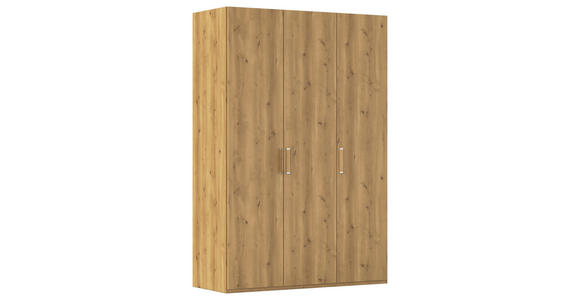 DREHTÜRENSCHRANK 151/223/60 cm 3-türig Eichefarben  - Eichefarben/Silberfarben, Design, Holzwerkstoff/Kunststoff (151/223/60cm) - Novel