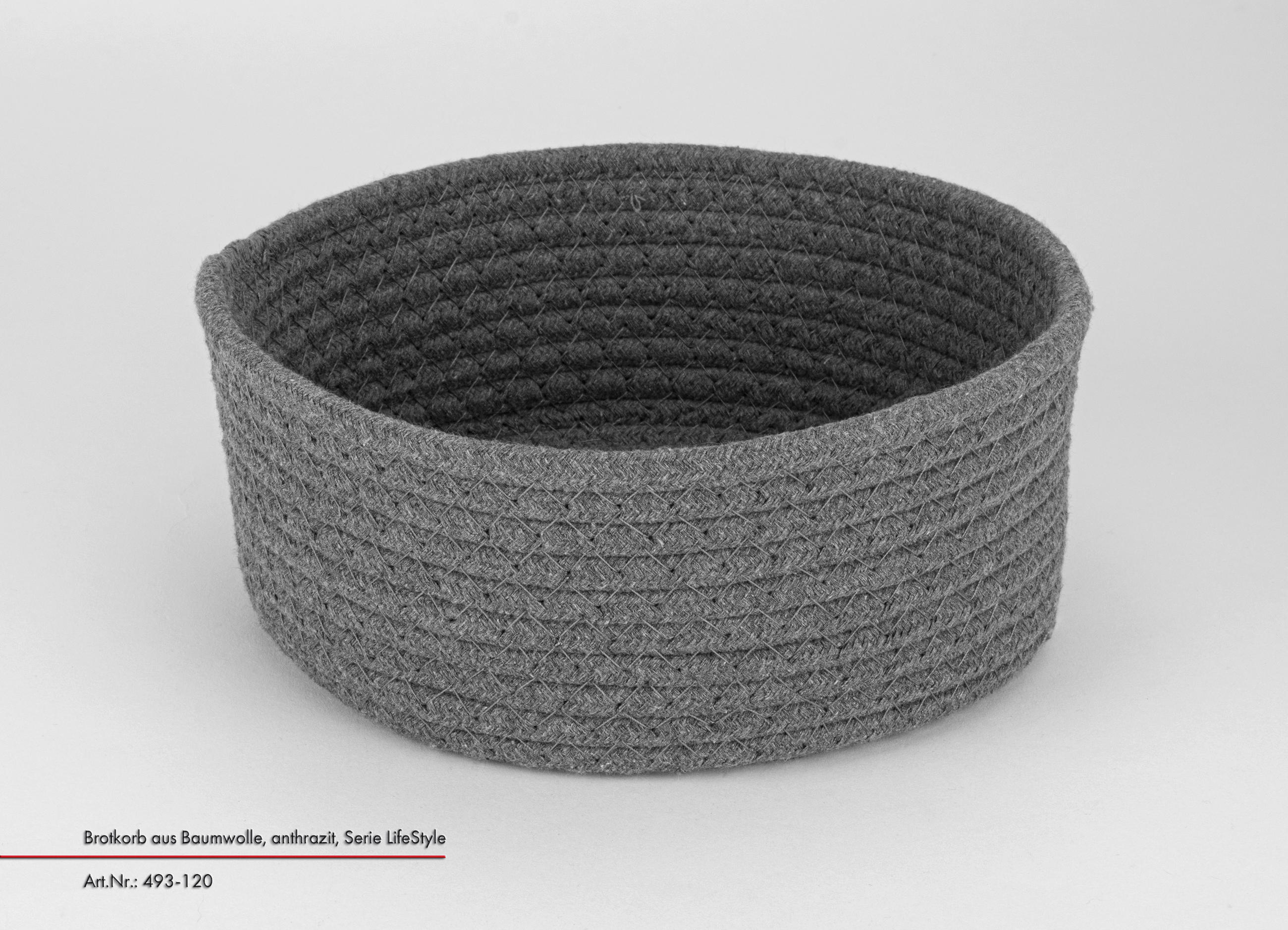 KOŠÍK NA CHLIEB   - antracitová, Basics, textil (22/22/10cm) - Justinus