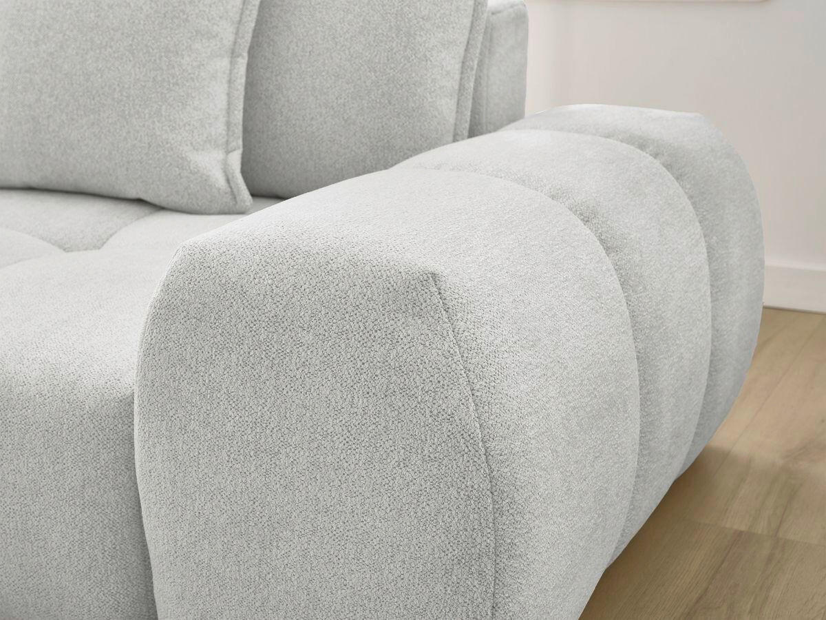 ECKSCHLAFSOFA EVEREST  mit Rücken echt, Armteil links, Armteil rechts Flachgewebe Hellgrau  - Hellgrau/Schwarz, MODERN, Kunststoff/Textil (180/318cm) - Livetastic