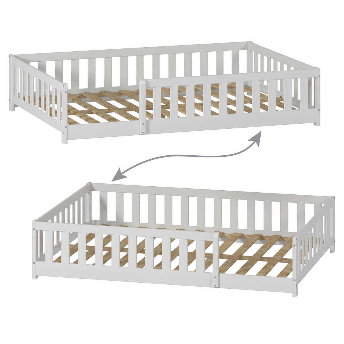 BODENBETT. 140/200 cm Weiss  - Weiss, Modern, Holz/Holzwerkstoff (140/200cm) - P & B