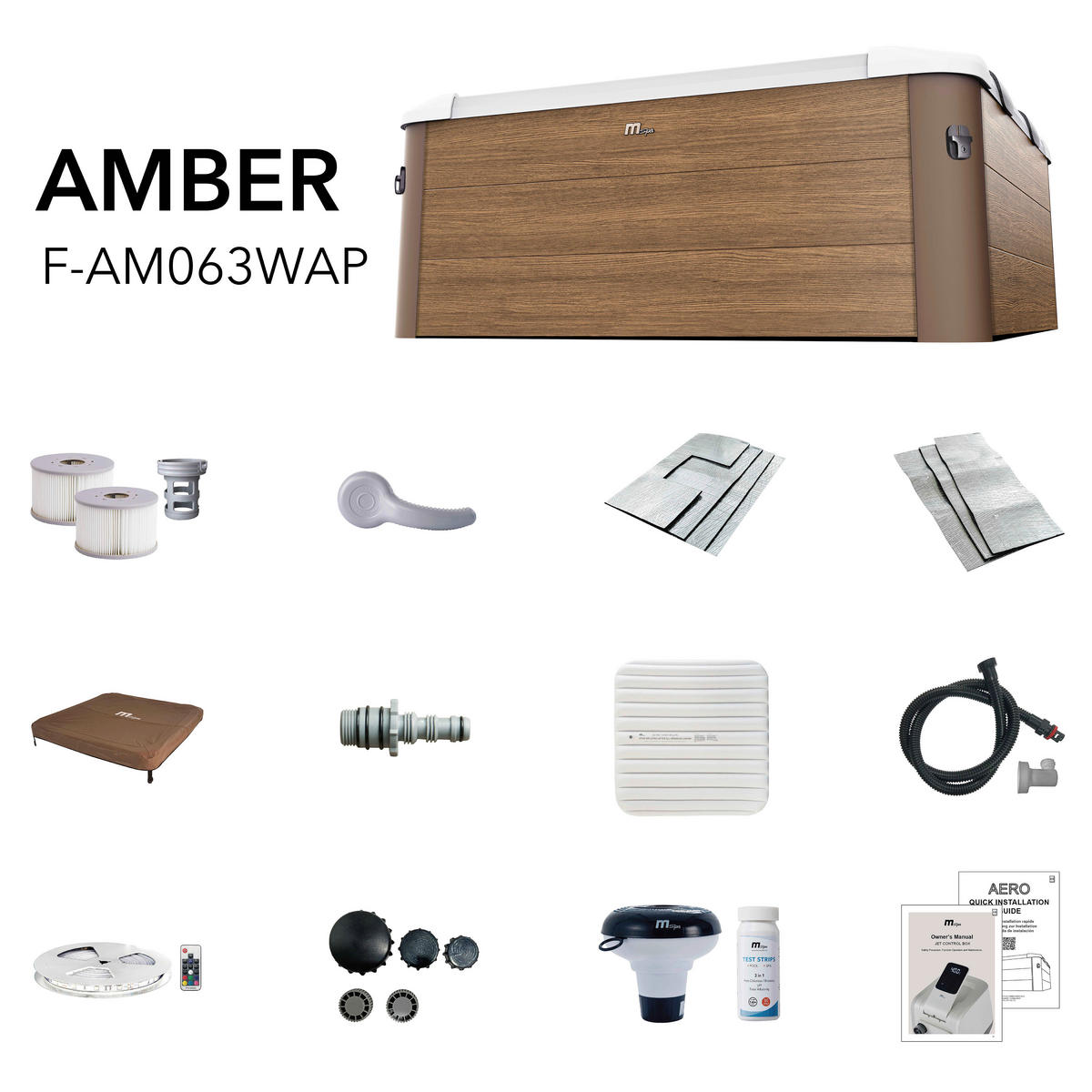 WHIRLPOOL MSPA OSLO AMBER 160/160/65 cm  - Braun, KONVENTIONELL, Kunststoff (160/160/65cm)