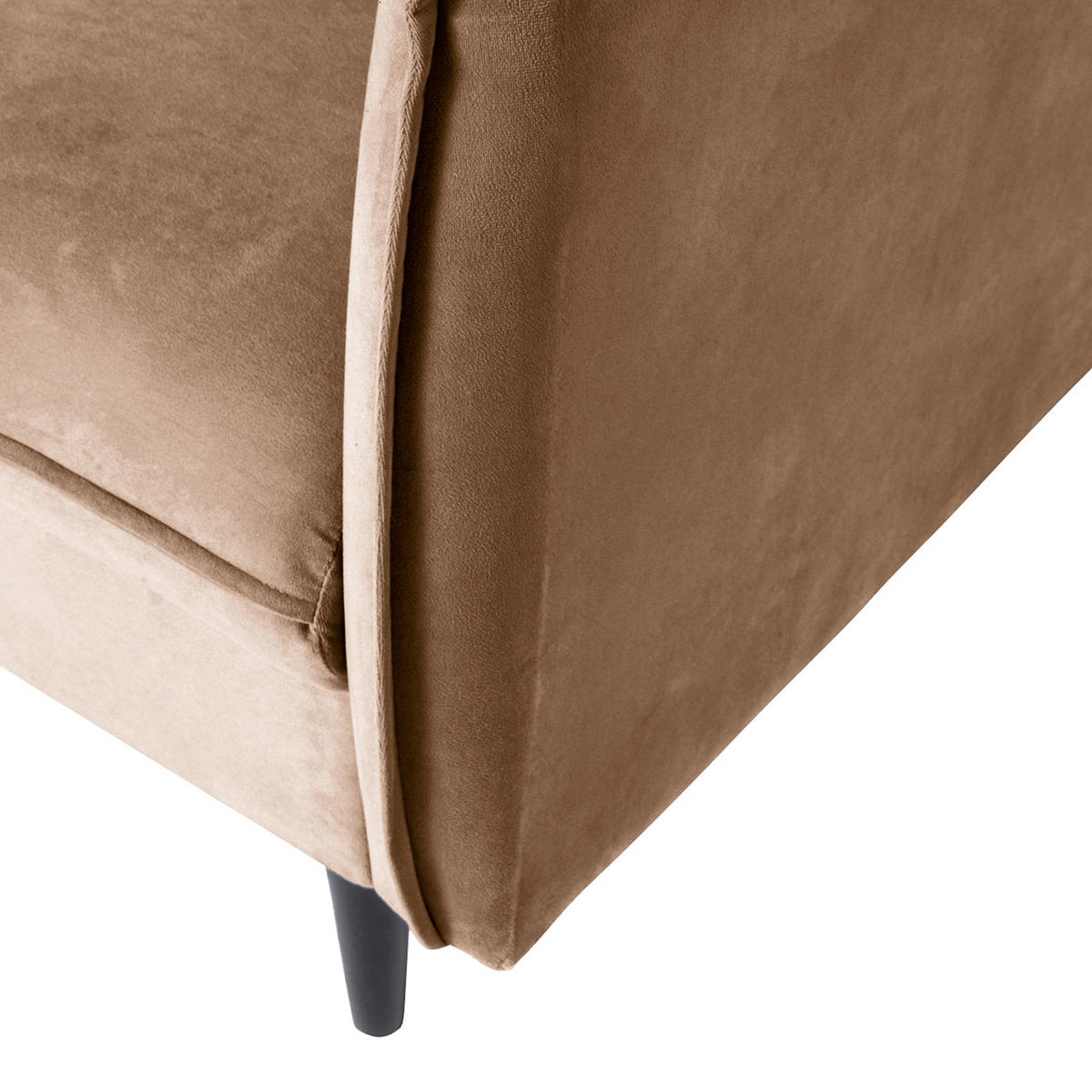 3-SITZER-SOFA JULI in Samt Dunkelbraun  - Dunkelbraun/Schwarz, Design, Holz/Textil (203/86/100cm) - P & B