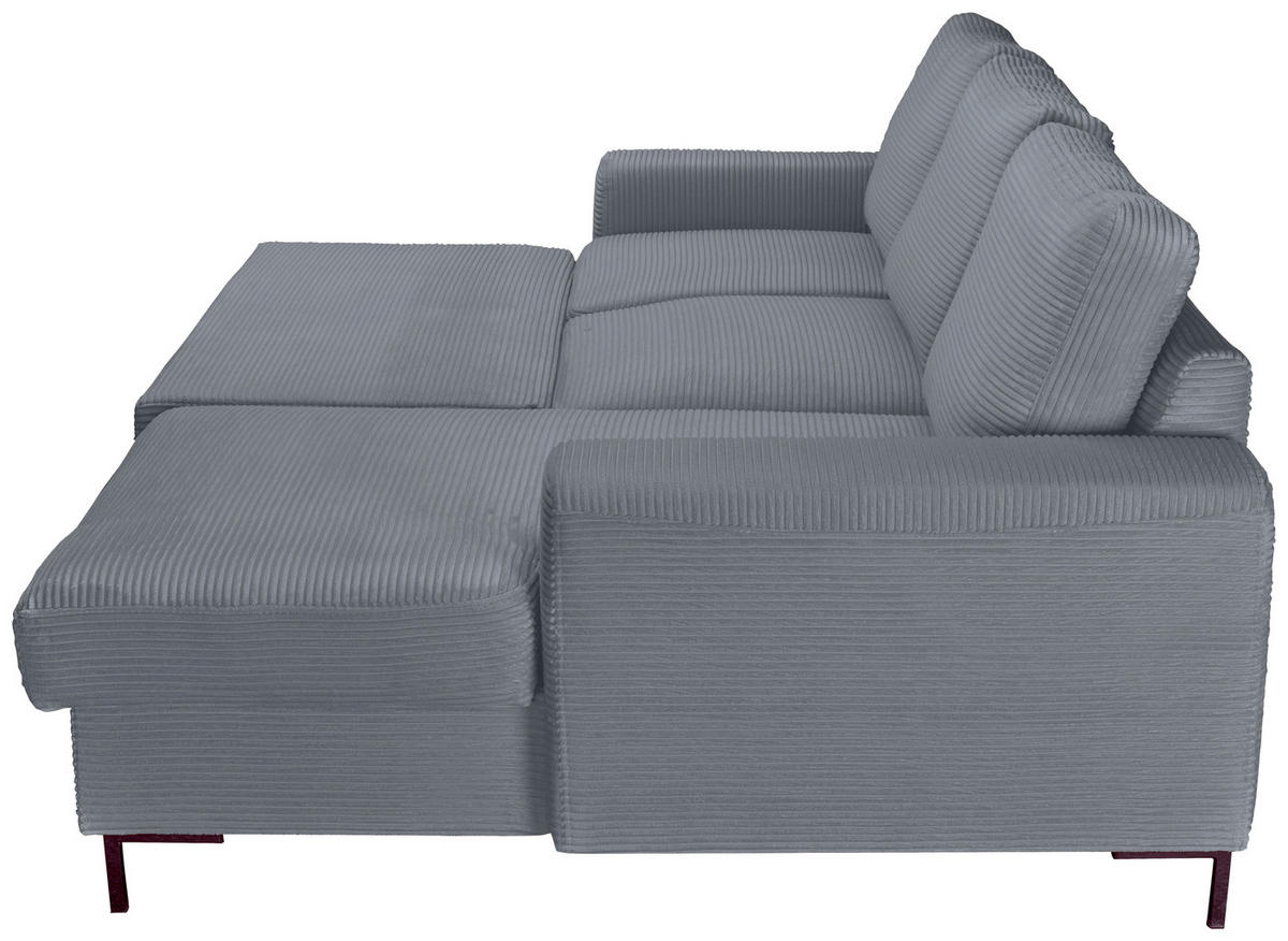 ECKSOFA Dunkelgrau Cord  - Dunkelgrau/Schwarz, KONVENTIONELL, Textil/Metall (240/150cm) - Carryhome