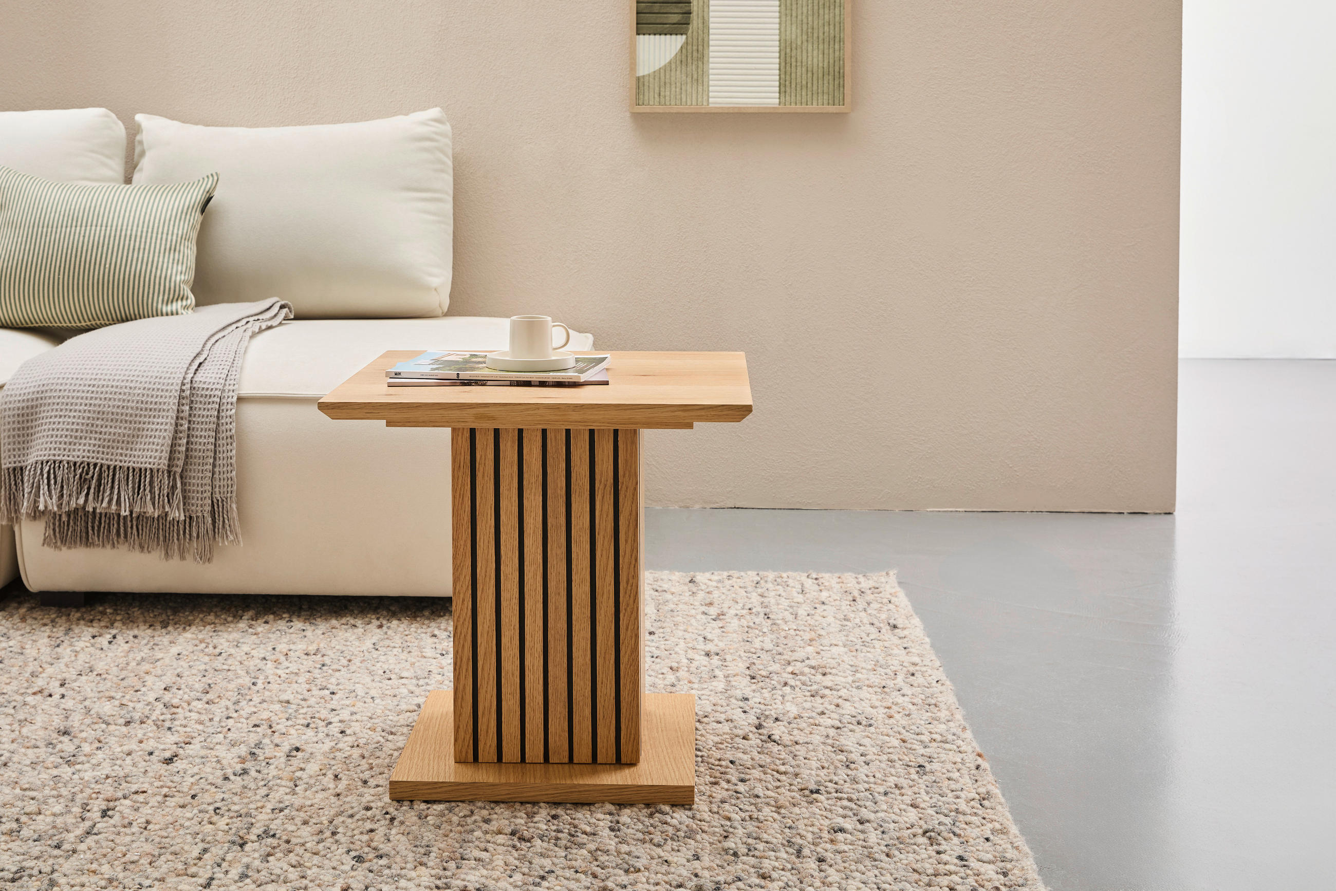 BEISTELLTISCH 50/50/53 cm Eiche furniert Eichefarben quadratisch  - Eichefarben, Natur, Holz/Holzwerkstoff (50/50/53cm) - Stylife