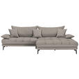 ECKSOFA in Webstoff Hellbraun  - Hellbraun/Schwarz, MODERN, Textil/Metall (297/173cm) - Carryhome