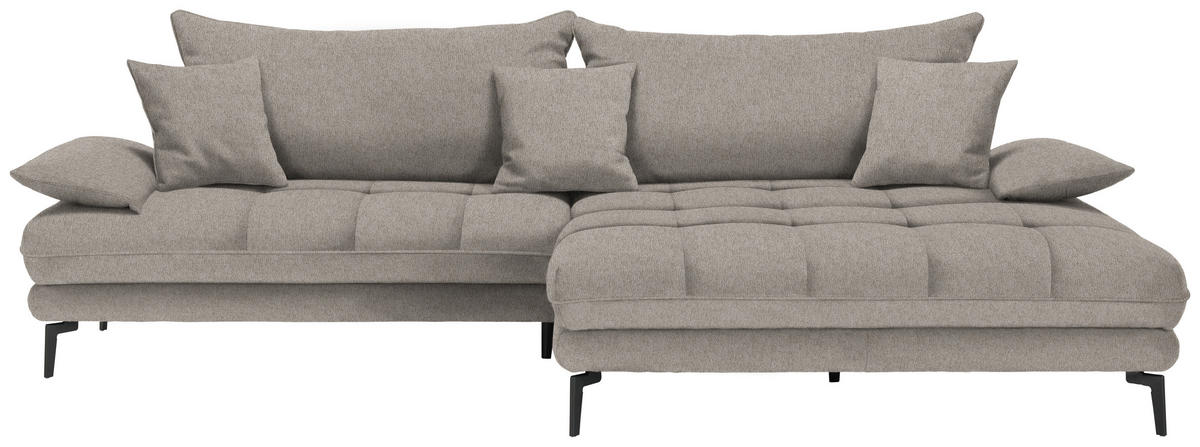ECKSOFA PRATO Hellbraun Webstoff  - Hellbraun/Schwarz, MODERN, Textil/Metall (292/176cm) - MID.YOU