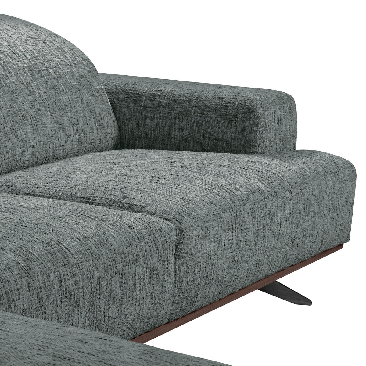 ECKSOFA PORTLAND Anthrazit Struktur Kopfteilverstellung  - Dunkelbraun/Anthrazit, Design, Holz/Textil (187/295cm) - Livetastic