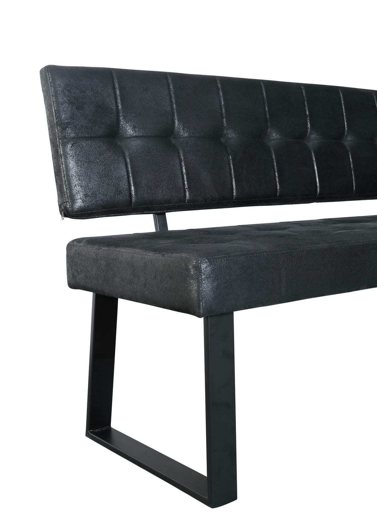 SITZBANK 140/85/56 cm Webstoff Schwarz  - Schwarz, MODERN, Textil/Metall (140/85/56cm) - MID.YOU