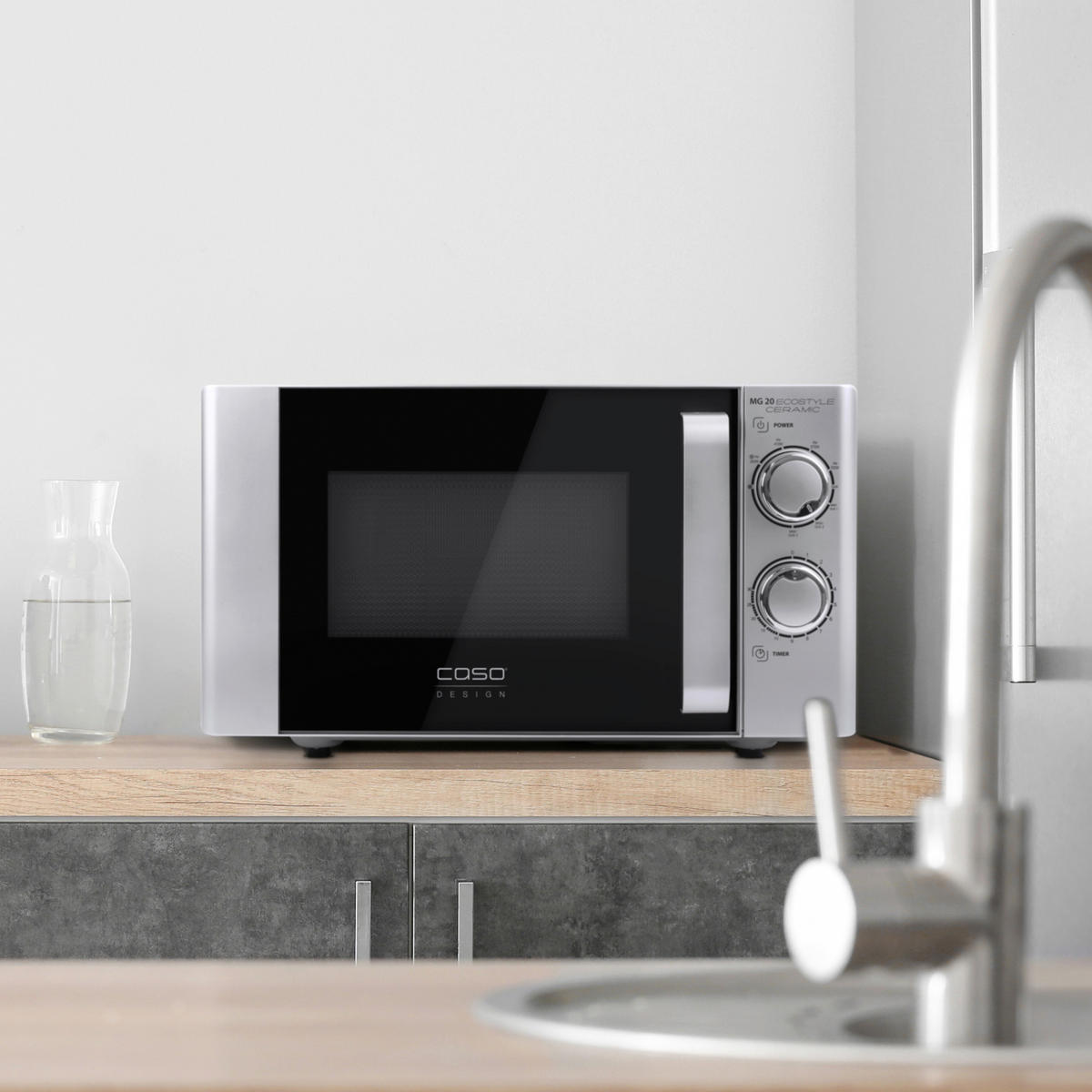 MIKROWELLE  - Silberfarben/Schwarz, Basics (46,5/27,5/40cm) - CASO Design