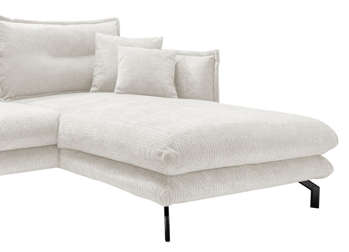 ECKSOFA Creme Velours  - Creme/Schwarz, Design, Textil/Metall (255/180cm) - Livetastic