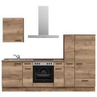 KÜCHENBLOCK 270 cm   in Eiche dunkel  - Eiche dunkel/Eichefarben, MODERN, Holzwerkstoff/Metall (270cm) - Nobilia
