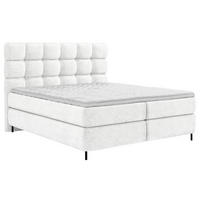 BOXSPRINGBETT 160/200 cm,  in Weiß, gepolstertes Kopfteil, Topper, Matratzen, H2 + H3 = mittel + fest  - Schwarz/Weiß, Trend, Textil/Metall (160/200cm) - Esposa