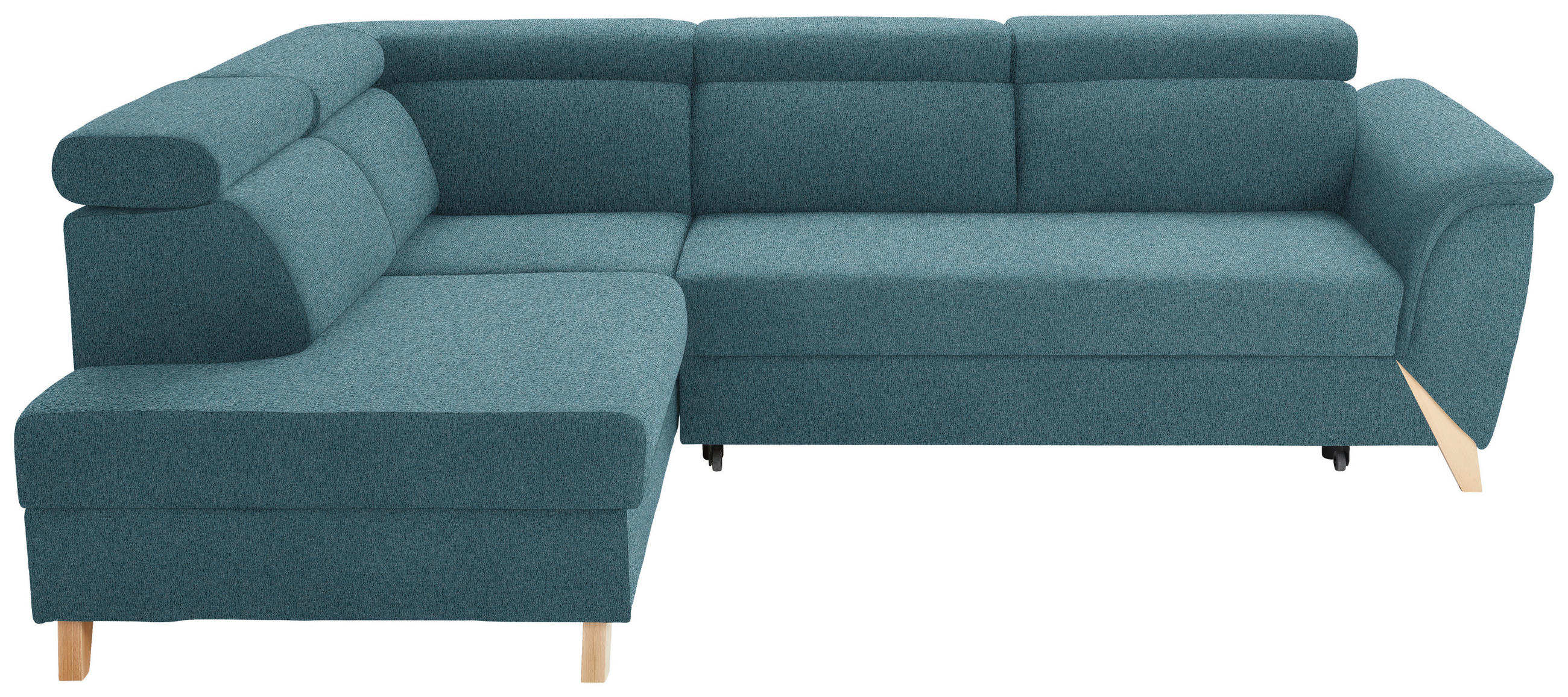 ECKSOFA Chenille Blau  - Blau/Naturfarben, Konventionell, Holz/Textil (200/265cm) - Stylife