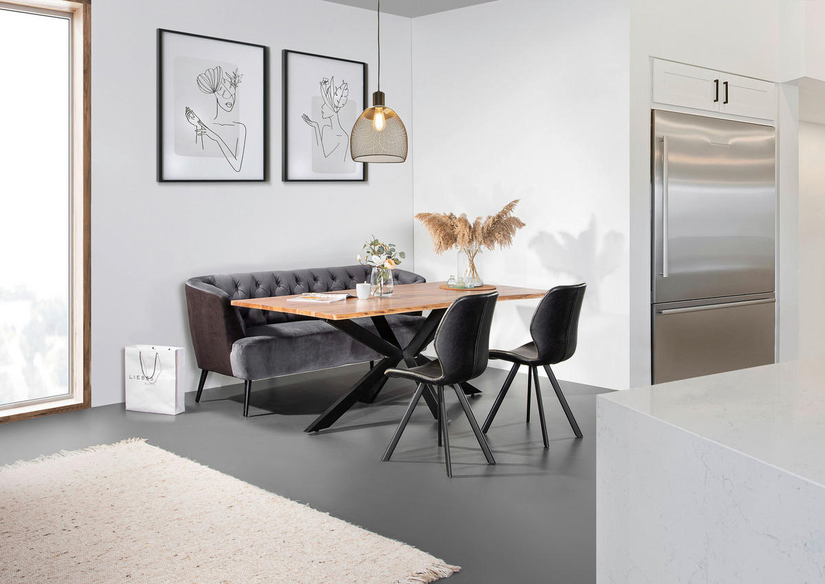 2-SITZER-SOFA in Flachgewebe Dunkelgrau  - Dunkelgrau/Schwarz, Konventionell, Holz/Textil (170/83/70cm) - Livetastic