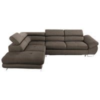 ECKSOFA in Webstoff Graubraun  - Graubraun, Design, Textil/Metall (235/280cm) - Hom`in