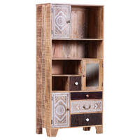 REGAL Akazie, Mangoholz massiv Braun, Multicolor, Naturfarben, Weiß  - Messingfarben/Multicolor, Design, Holz/Metall (80/170/44cm) - Landscape