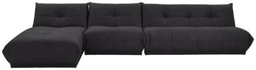 ECKSOFA in Lederlook Schwarz  - Schwarz, Trend, Textil (185/390cm) - Livetastic