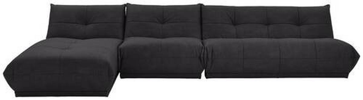 ECKSOFA in Lederlook Schwarz  - Schwarz, Trend, Textil (185/390cm) - Livetastic