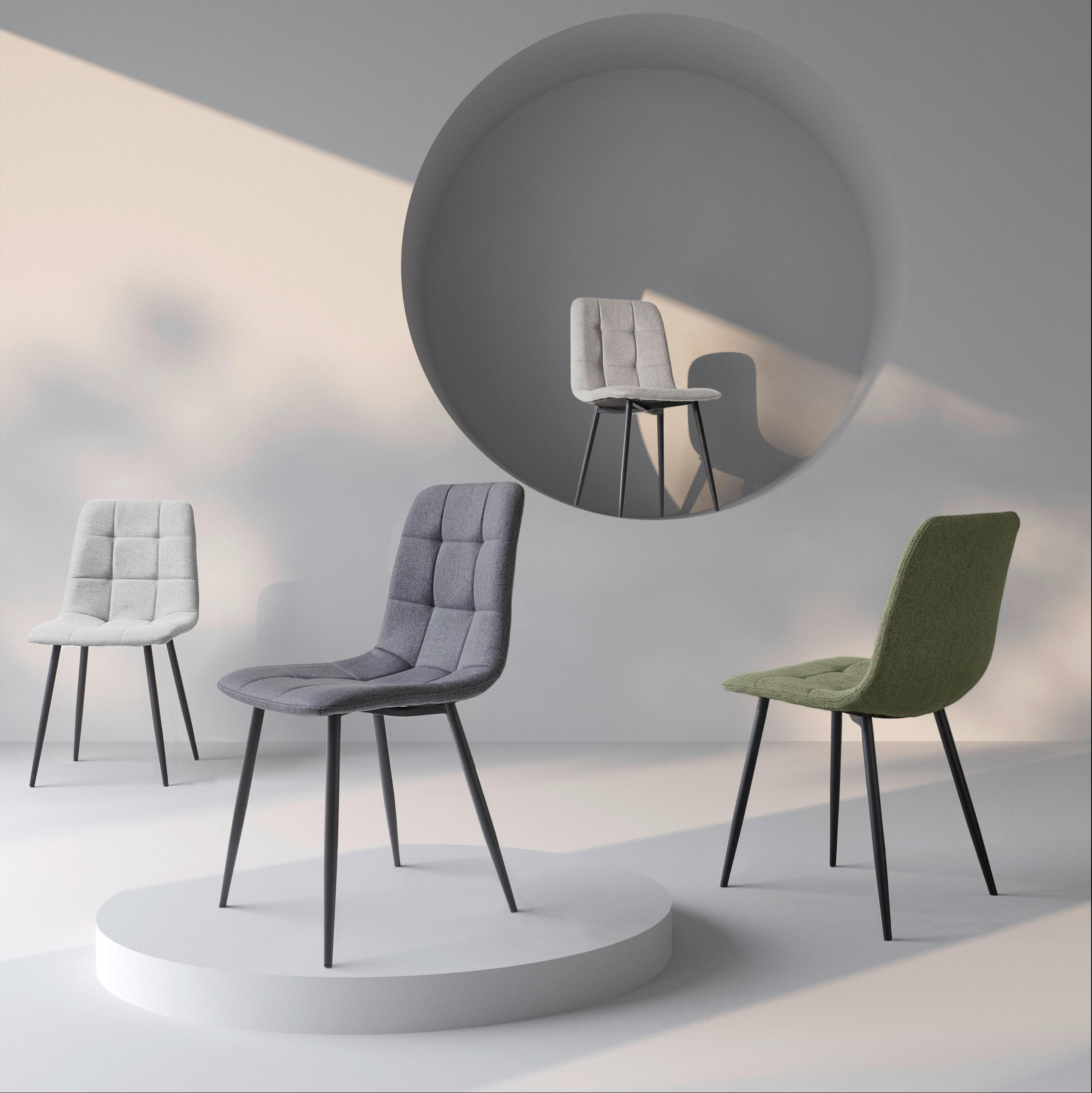 SCAUN in metal, textil verde, negru  - verde/negru, Design, metal/textil (45/86.5/55cm) - Stylife