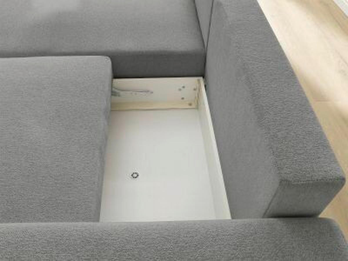 ECKSOFA Ottomane links  ATILLA Dunkelgrau Flachgewebe  - Dunkelgrau/Schwarz, MODERN, Kunststoff/Textil (149/244cm)